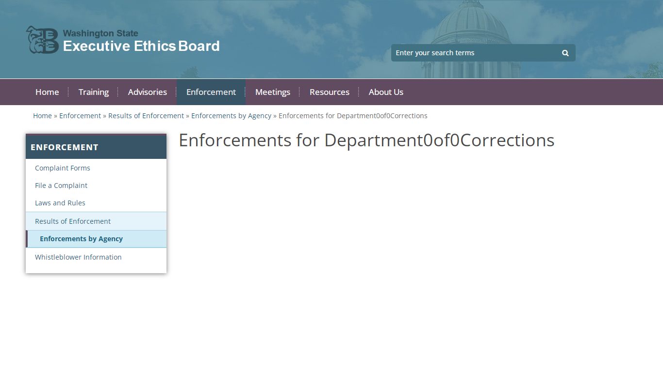 Enforcements for Department of Corrections - Washington